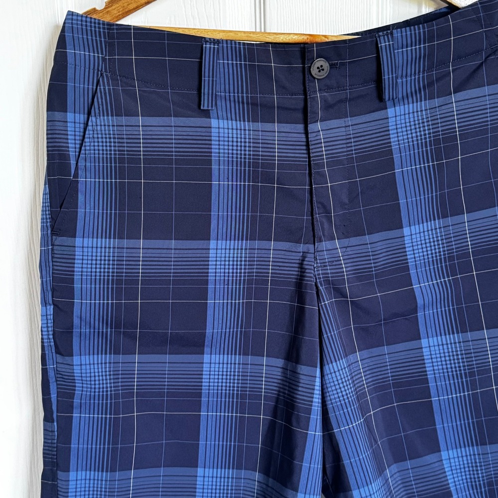 Under Armour Mens Blue Plaid Golf Shorts Loose Fit Size 32 - Picture 2 of 6